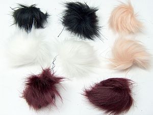 Mixed Lot of 8 Faux Fur PomPoms Diameter around 7cm (3&) Multicolor, Brand Ice Yarns, acs-1498
