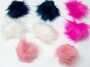 Mixed Lot of 8 Faux Fur PomPoms Diameter around 7cm (3&) Multicolor, Brand Ice Yarns, acs-1502