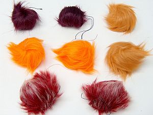 Mixed Lot of 8 Faux Fur PomPoms Diameter around 7cm (3&) Multicolor, Brand Ice Yarns, acs-1504
