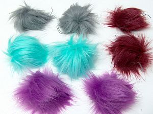 Mixed Lot of 8 Faux Fur PomPoms Diameter around 7cm (3&) Multicolor, Brand Ice Yarns, acs-1507