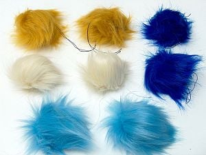 Mixed Lot of 8 Faux Fur PomPoms Diameter around 7cm (3&) Multicolor, Brand Ice Yarns, acs-1508