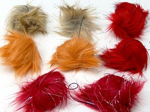 Mixed Lot of 8 Faux Fur PomPoms Diameter around 7cm (3&) Mixed Lot, Brand Ice Yarns, acs-1514