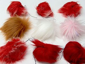 Mixed Lot of 8 Faux Fur PomPoms Diameter around 7cm (3&) Mixed Lot, Brand Ice Yarns, acs-1515