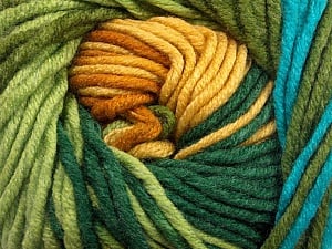 Fiber Content 100% Acrylic, Yellow, Turquoise, Brand Ice Yarns, Green Shades, Gold, Yarn Thickness 5 Bulky Chunky, Craft, Rug, fnt2-50840