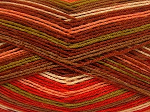 Composition 75% Superwash Wool, 25% Polyamide, Salmon, Orange, Brand Ice Yarns, Green, Brown, Yarn Thickness 1 SuperFine Sock, Fingering, Baby, fnt2-51909
