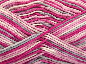 Composition 100% Coton, White, Pink Shades, Light Grey, Brand Ice Yarns, Yarn Thickness 3 Light DK, Light, Worsted, fnt2-54353