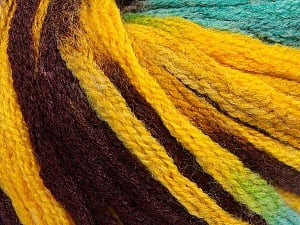 Composition 50% Acrylique, 50% Laine, Yellow, Turquoise, Maroon, Brand Ice Yarns, Yarn Thickness 6 SuperBulky Bulky, Roving, fnt2-54387