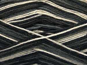 Composition 75% Superwash Wool, 25% Polyamide, Brand Ice Yarns, Grey, Cream, Black, Yarn Thickness 1 SuperFine Sock, Fingering, Baby, fnt2-54430