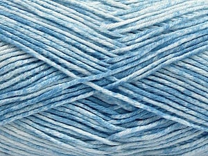 Strong pure cotton yarn in beautiful colours, reminiscent of bleached denim. Machine washable and dryable. Fiber Content 100% Cotton, White, Light Blue, Brand Ice Yarns, Yarn Thickness 3 Light DK, Light, Worsted, fnt2-54760