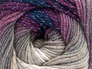 Composition 95% Acrylique, 5% Lurex, Silver, Purple Shades, Brand Ice Yarns, Grey Shades, Blue, Yarn Thickness 3 Light DK, Light, Worsted, fnt2-56751
