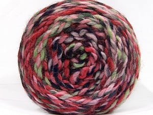 Fiber Content 70% Acrylic, 30% Wool, Pink Shades, Navy, Mint Green, Brand Ice Yarns, Yarn Thickness 6 SuperBulky Bulky, Roving, fnt2-58152