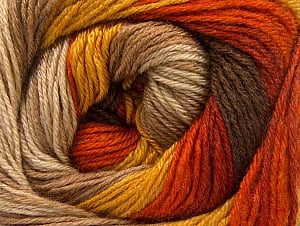 Composition 70% Acrylique, 30% Laine mérinos, Orange, Brand Ice Yarns, Gold, Camel, Brown Shades, Yarn Thickness 2 Fine Sport, Baby, fnt2-59772