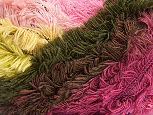 Composition 95% Acrylique, 5% Polyester, Pink Shades, Light Yellow, Brand Ice Yarns, Dark Khaki, Yarn Thickness 6 SuperBulky Bulky, Roving, fnt2-61124 