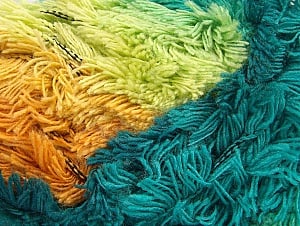 Composition 95% Acrylique, 5% Polyester, Turquoise Shades, Orange, Light Green, Brand Ice Yarns, Gold, Camel, Yarn Thickness 6 SuperBulky Bulky, Roving, fnt2-61126 
