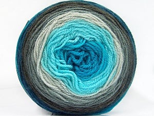 Composition 100% Acrylique haut de gamme, White, Turquoise Shades, Brand Ice Yarns, Grey Shades, Yarn Thickness 3 Light DK, Light, Worsted, fnt2-61184