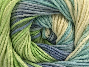Composition 55% Coton, 45% Acrylique, Brand Ice Yarns, Green, Cream, Blue Shades, Yarn Thickness 3 Light DK, Light, Worsted, fnt2-63089