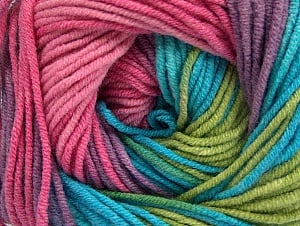 Composition 55% Coton, 45% Acrylique, Turquoise, Pink, Lilac, Brand Ice Yarns, Green Shades, Yarn Thickness 3 Light DK, Light, Worsted, fnt2-63090