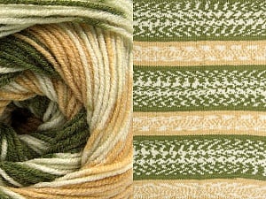 Composition 70% Acrylique, 30% Laine, Brand Ice Yarns, Green, Cream, Cafe Latte, Yarn Thickness 3 Light DK, Light, Worsted, fnt2-63204