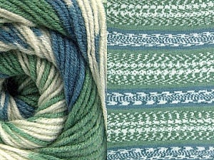 Composition 70% Acrylique, 30% Laine, Brand Ice Yarns, Green, Cream, Blue, Yarn Thickness 3 Light DK, Light, Worsted, fnt2-63207