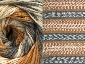 Composition 70% Acrylique, 30% Laine, Light Brown, Brand Ice Yarns, Grey, Cream, Yarn Thickness 3 Light DK, Light, Worsted, fnt2-63210