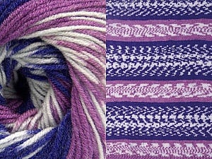 Composition 70% Acrylique, 30% Laine, White, Purple, Lilac, Brand Ice Yarns, Yarn Thickness 3 Light DK, Light, Worsted, fnt2-63211