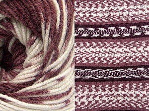 Composition 70% Acrylique, 30% Laine, White, Maroon Shades, Brand Ice Yarns, Yarn Thickness 3 Light DK, Light, Worsted, fnt2-63217