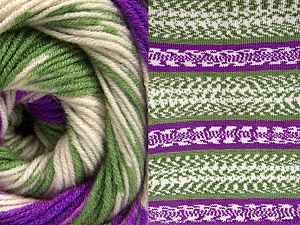 Composition 70% Acrylique, 30% Laine, Purple, Brand Ice Yarns, Green, Cream, Yarn Thickness 3 Light DK, Light, Worsted, fnt2-63218