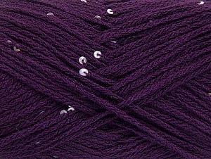 Composition 98% Acrylique, 2% Paillette, Purple, Brand Ice Yarns, Yarn Thickness 4 Medium Worsted, Afghan, Aran, fnt2-64450