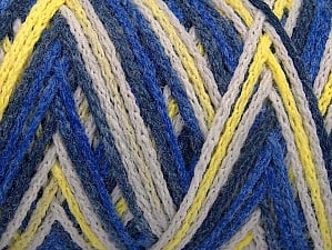 Composition 50% Polyamide, 50% Acrylique, Yellow, White, Brand Ice Yarns, Blue Shades, Yarn Thickness 4 Medium Worsted, Afghan, Aran, fnt2-64469 