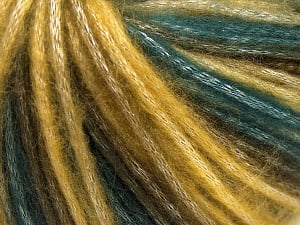 Fiber Content 56% Polyester, 44% Acrylic, Brand Ice Yarns, Green, Gold, Brown, Yarn Thickness 4 Medium Worsted, Afghan, Aran, fnt2-64621