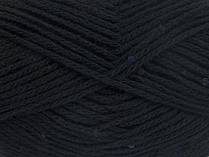 Composition 98% Acrylique, 2% Paillette, Brand Ice Yarns, Black, Yarn Thickness 4 Medium Worsted, Afghan, Aran, fnt2-64999