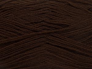 Very thin yarn. It is spinned as two threads. So you will knit as two threads. Yardage information is for only one strand. Fiber Content 100% Acrylic, Brand Ice Yarns, Dark Brown, Yarn Thickness 1 SuperFine Sock, Fingering, Baby, fnt2-66135