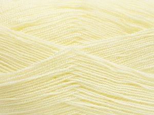 Very thin yarn. It is spinned as two threads. So you will knit as two threads. Yardage information is for only one strand. Fiber Content 100% Acrylic, Light Yellow, Brand Ice Yarns, Yarn Thickness 1 SuperFine Sock, Fingering, Baby, fnt2-66145