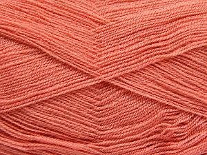 Very thin yarn. It is spinned as two threads. So you will knit as two threads. Yardage information is for only one strand. Fiber Content 100% Acrylic, Brand Ice Yarns, Dark Salmon, Yarn Thickness 1 SuperFine Sock, Fingering, Baby, fnt2-66151