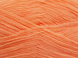 Very thin yarn. It is spinned as two threads. So you will knit as two threads. Yardage information is for only one strand. Fiber Content 100% Acrylic, Salmon, Brand Ice Yarns, Yarn Thickness 1 SuperFine Sock, Fingering, Baby, fnt2-66152