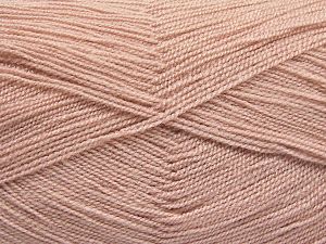 Very thin yarn. It is spinned as two threads. So you will knit as two threads. Yardage information is for only one strand. Fiber Content 100% Acrylic, Brand Ice Yarns, Antique Pink, Yarn Thickness 1 SuperFine Sock, Fingering, Baby, fnt2-66155