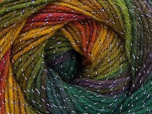 Fiber Content 95% Acrylic, 5% Lurex, Purple, Brand Ice Yarns, Green Shades, Gold, Copper, Yarn Thickness 3 Light DK, Light, Worsted, fnt2-66547