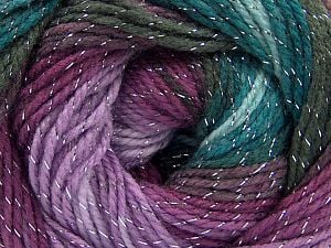 Composition 95% Acrylique, 5% Lurex, Turquoise Shades, Maroon, Lilac Shades, Brand Ice Yarns, Yarn Thickness 3 Light DK, Light, Worsted, fnt2-66561