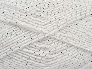 Composition 94% Acrylique, 6% Métallique Lurex, White, Brand Ice Yarns, Yarn Thickness 3 Light DK, Light, Worsted, fnt2-66890