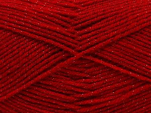 Composition 94% Acrylique, 6% Métallique Lurex, Red, Brand Ice Yarns, Yarn Thickness 3 Light DK, Light, Worsted, fnt2-66891