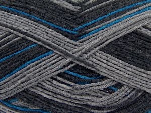 Fiber Content 75% Superwash Wool, 25% Polyamide, Brand Ice Yarns, Grey, Blue, Black, fnt2-68423