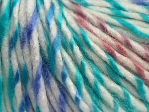 Composition 85% Acrylique, 15% Laine, White, Turquoise, Pink, Lilac, Brand Ice Yarns, fnt2-69014 