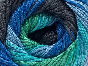 Composition 100% Coton mercerisÃ©, Brand Ice Yarns, Green, Blue Shades, Black, fnt2-70708 