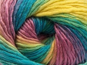 Composition 70% Acrylique, 30% Laine, Yellow, Turquoise, Lilac, Brand Ice Yarns, Yarn Thickness 3 Light DK, Light, Worsted, fnt2-70821