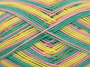 Fiber Content 50% Acrylic, 50% Cotton, Yellow, Turquoise, Pink, Brand Ice Yarns, fnt2-71421