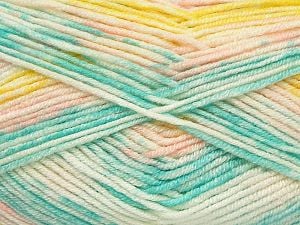 Composition 100% Acrylique haut de gamme, Yellow, White, Light Turquoise, Brand Ice Yarns, Baby Pink, fnt2-71470