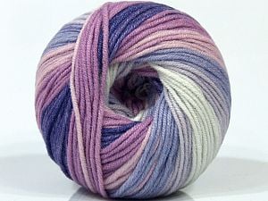 Fiber Content 50% Cotton, 50% Acrylic, White, Lilac Shades, Brand Ice Yarns, Yarn Thickness 3 Light DK, Light, Worsted, fnt2-73008