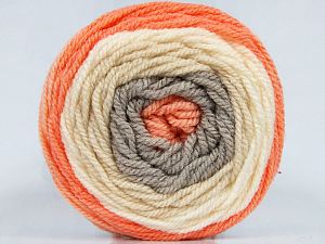 This is a self-striping yarn. Please see package photo for the color combination. Fiber Content 80% Acrylic, 20% Wool, Orange, Light Camel, Brand Ice Yarns, Cream Shades, fnt2-73275
