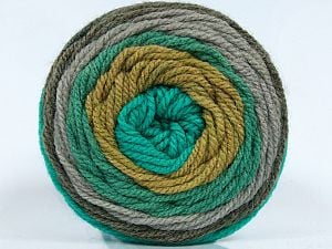 This is a self-striping yarn. Please see package photo for the color combination. Composition 80% Acrylique, 20% Laine, Brand Ice Yarns, Green Shades, Camel Shades, fnt2-73282 