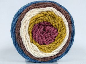 This is a self-striping yarn. Please see package photo for the color combination. Fiber Content 80% Acrylic, 20% Wool, Orchid, Olive Green, Jeans Blue, Brand Ice Yarns, Cream, Brown, fnt2-73283